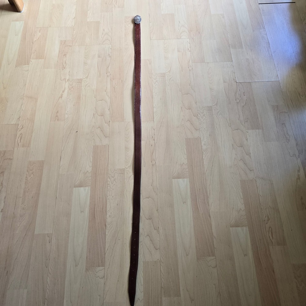 Vintage Cognac Brown Snakeskin Belt with Ornate Silver Oval Buckle Western Boho - Picture 4 of 15